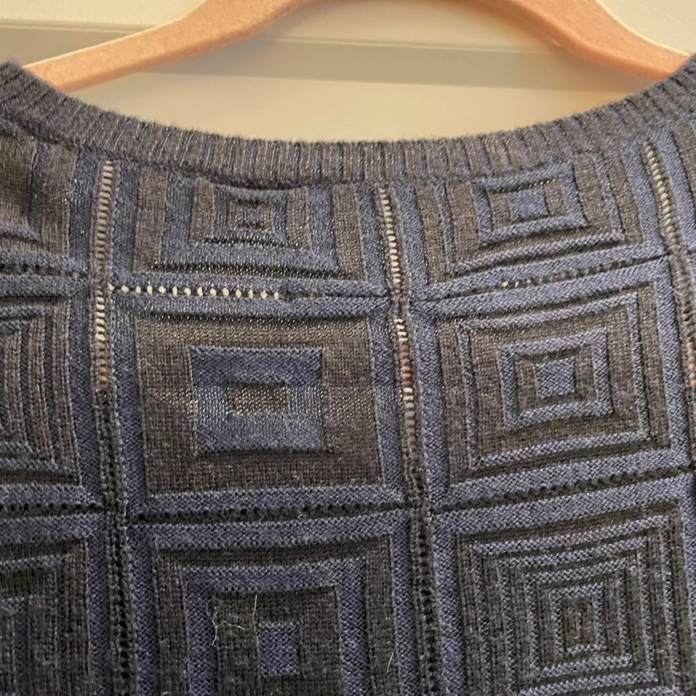 ALICE & OLIVIA Geometric Pattern Navy and Black Knit Dress - Picture 5 of 5